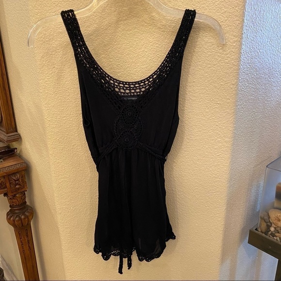 BANANA REPUBLIC Women Black Semi-Sheer Crochet Tank Top Size Small - Picture 1 of 10